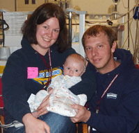 A sweet little baby getting a new pair of pajamas at University of Minnesota Amplatz Children’s Hospital